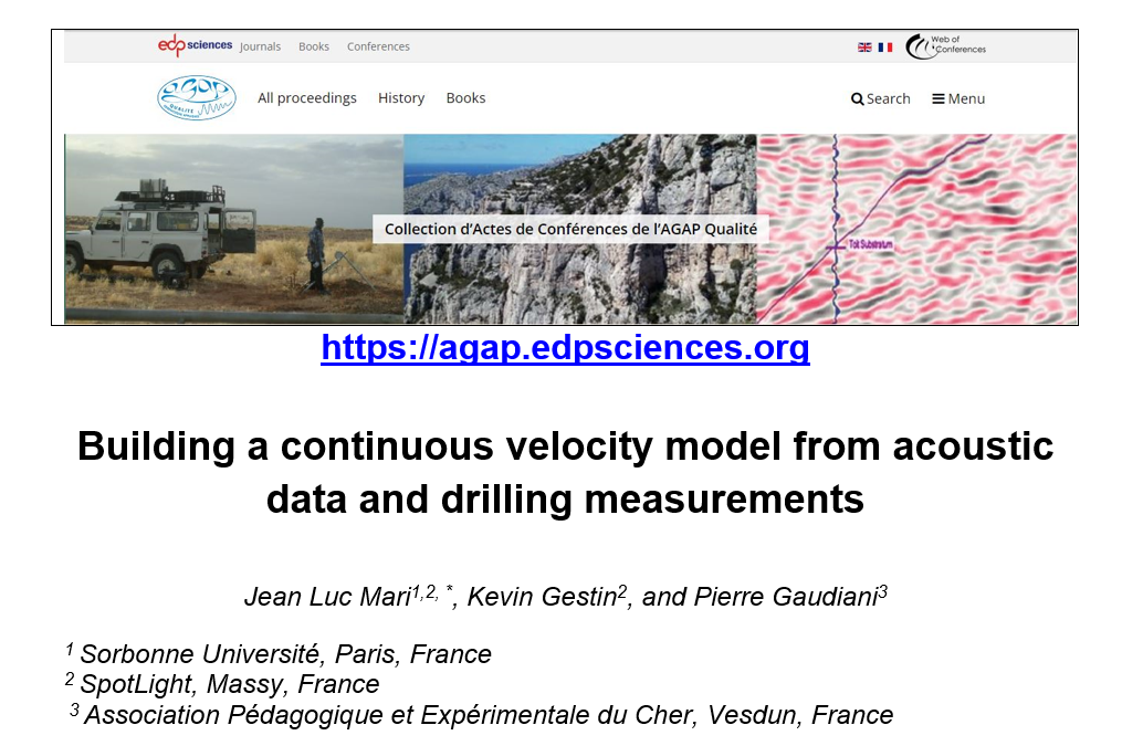 Building a continuous velocity model from acoustic data and drilling measurements