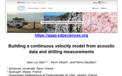 Building a continuous velocity model from acoustic data and drilling measurements